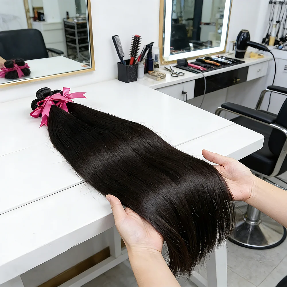 

Brazilian Straight Virgin Hair Bundles Unprocessed Human Hair Weave Extensions 8-40 Inches Double Weft 1 3 4 5 Bundles For Women
