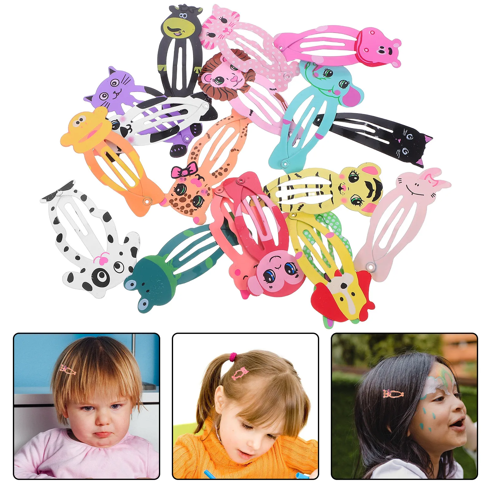 

18Pcs Animal Hair Clips Set for Stylish Cute Printed Hairpins Barrettes Hair Accessories Party Daily Use