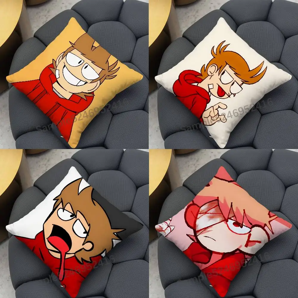 E-Eddsworld Tord Cartoon Square Cushion Pillow Case Sofa  Bedroom/Living Room Backrest Multiple Sizes Washable Covers