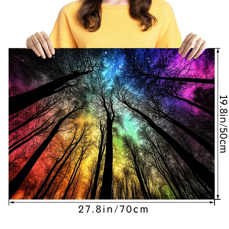 

1000 шт. пазл «Звездная ночь лес» — яркий неоновый лесной дизайн, устойчивая к царапинам прочная бумага, сложный мозг «сделай сам»