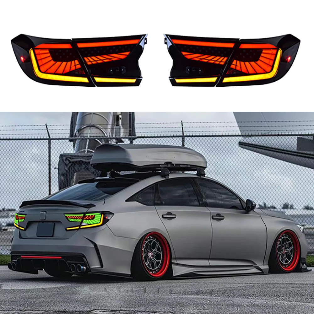 1 Pair Car Control RGB Taillight For Honda Accord 2018 2019 2020 2021 Multi-color Modified Rear Tail Lamp Assembly