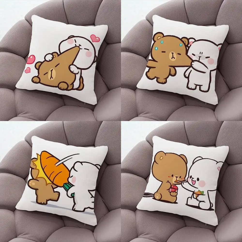 

M-Milk And Mocha Pillow Case Plush Fabric Soft Pillowcase Double Sided Print Cushion Cover Household Gifts