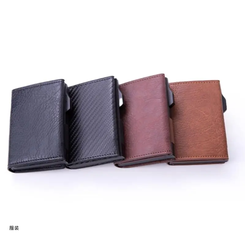 

D0UD Wallet Leather RFID Credit Card Money Holder Automatic Pop-up Aluminum Walltet