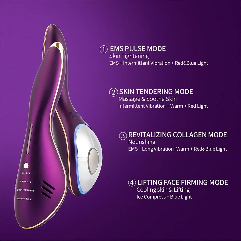 Heating Skin Massager Face Neck Body Vibration Massager Facial EMS Anti Wrinkle Lifting V-line Face Skin Chin Tightening Device