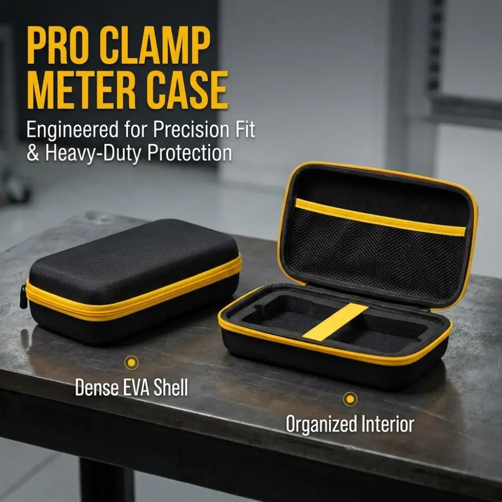 Durable EVA Clamp Meter Hard Case Black Oxford Cloth Multimeter Storage Bag Shockproof Design Compact Shockproof Tool Box