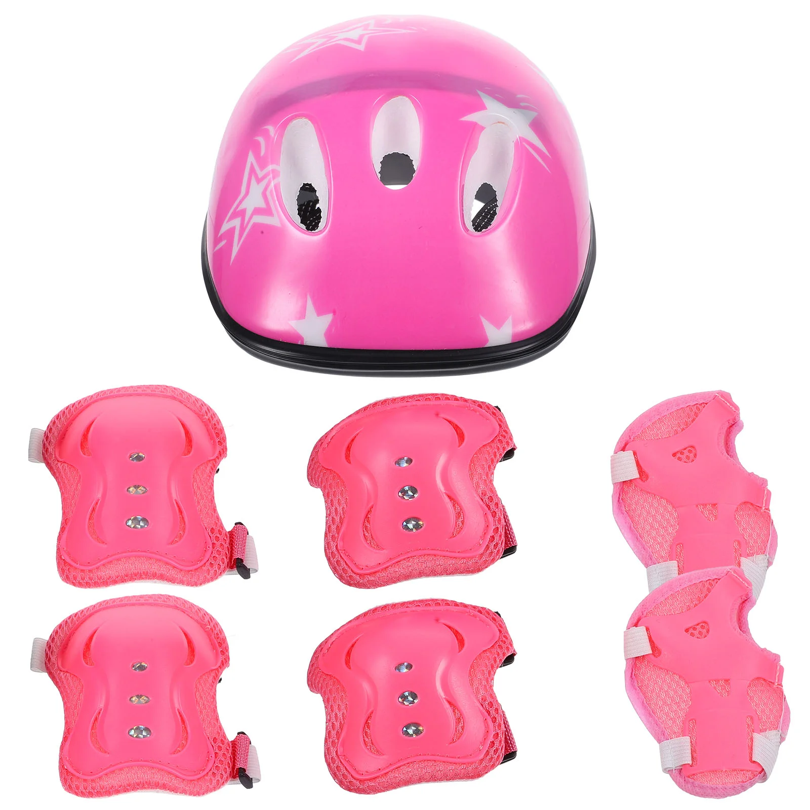 7 Pcs Child Riding Gear Helmets for Adults Kneepads Kids Pulley Pink Plastic Girl