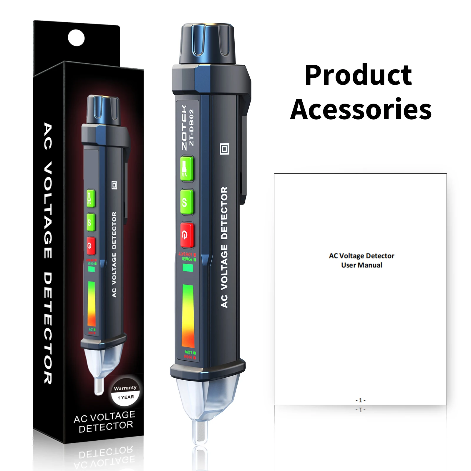 Contactloze spanningsdetector Elektricien-testpen Spanningstester Dubbele gevoeligheid LED-alarm Zoemer Alarm Draadbreukzoeker