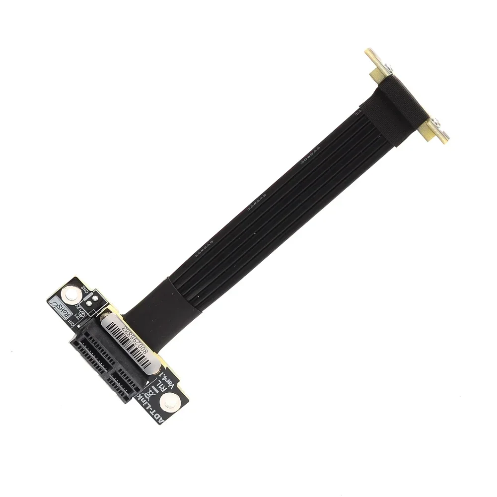 PCIE X1 Kabel Riser Dual 90 Derajat PCIe 4.0X1 Ke X1 Kabel Ekstensi 16Gbps Kecepatan Tinggi PCI Express 1x Riser Card Ribbon Extender