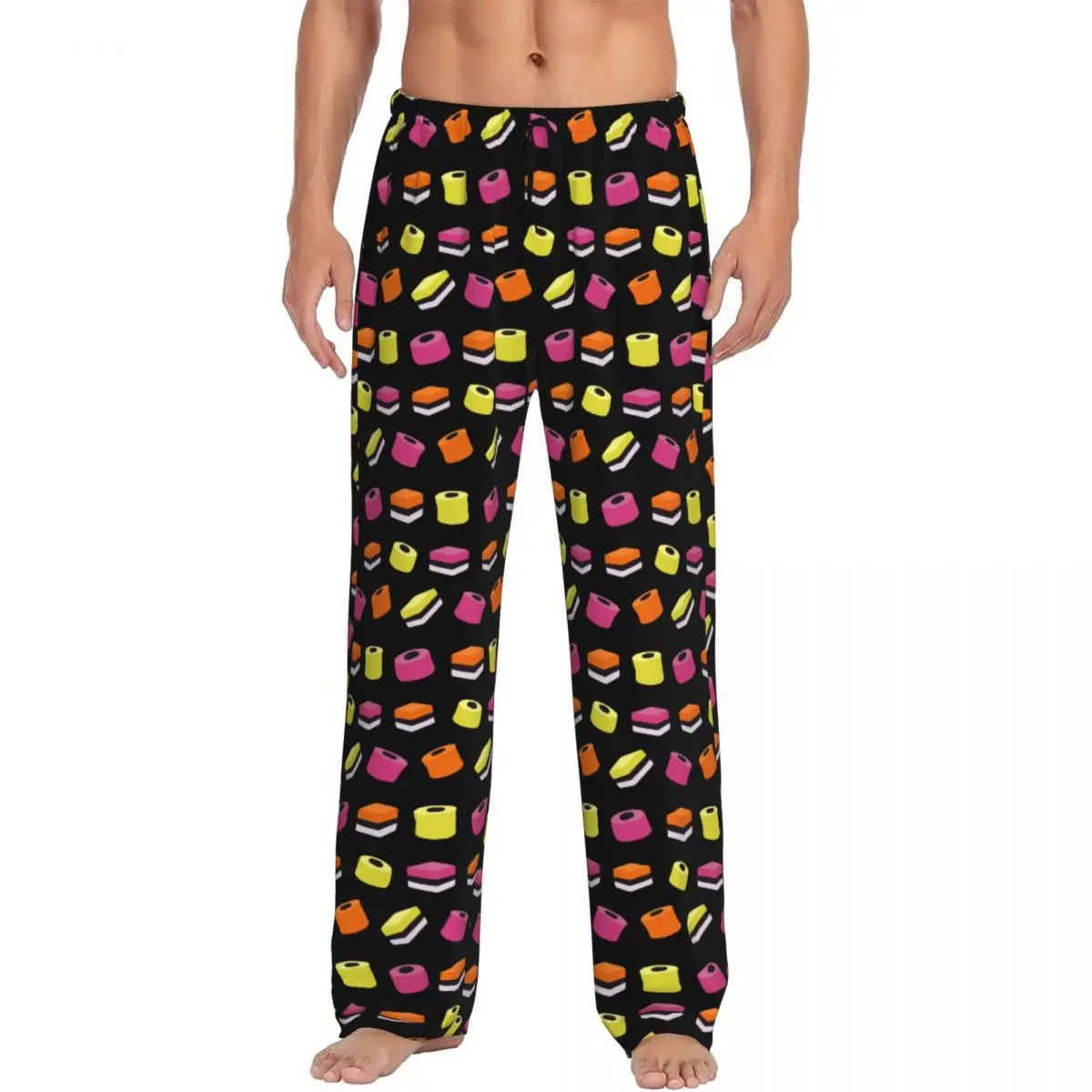 

Custom Liquorice Allsorts Sweets Pajama Pants Men Sleepwear Sleep Lounge Bottoms with Pockets