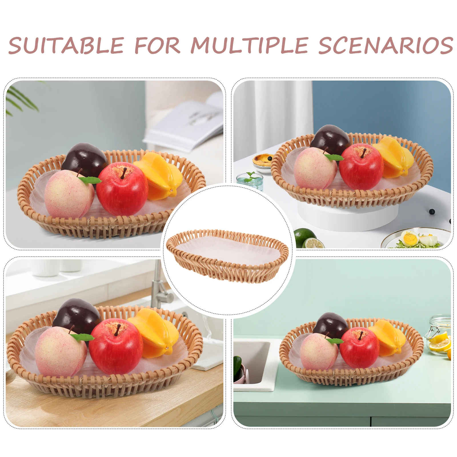 

Woven Bread Fruit Snack Woven Rattan Basket Bun Storage Kitchen Home Storage Basket Home Decor Multipurpose
