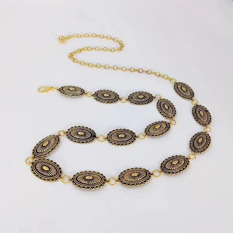 Ethnic style waist chain accessories Bohemian versatile belt women\'s dress high-end dress with waistband metal retro