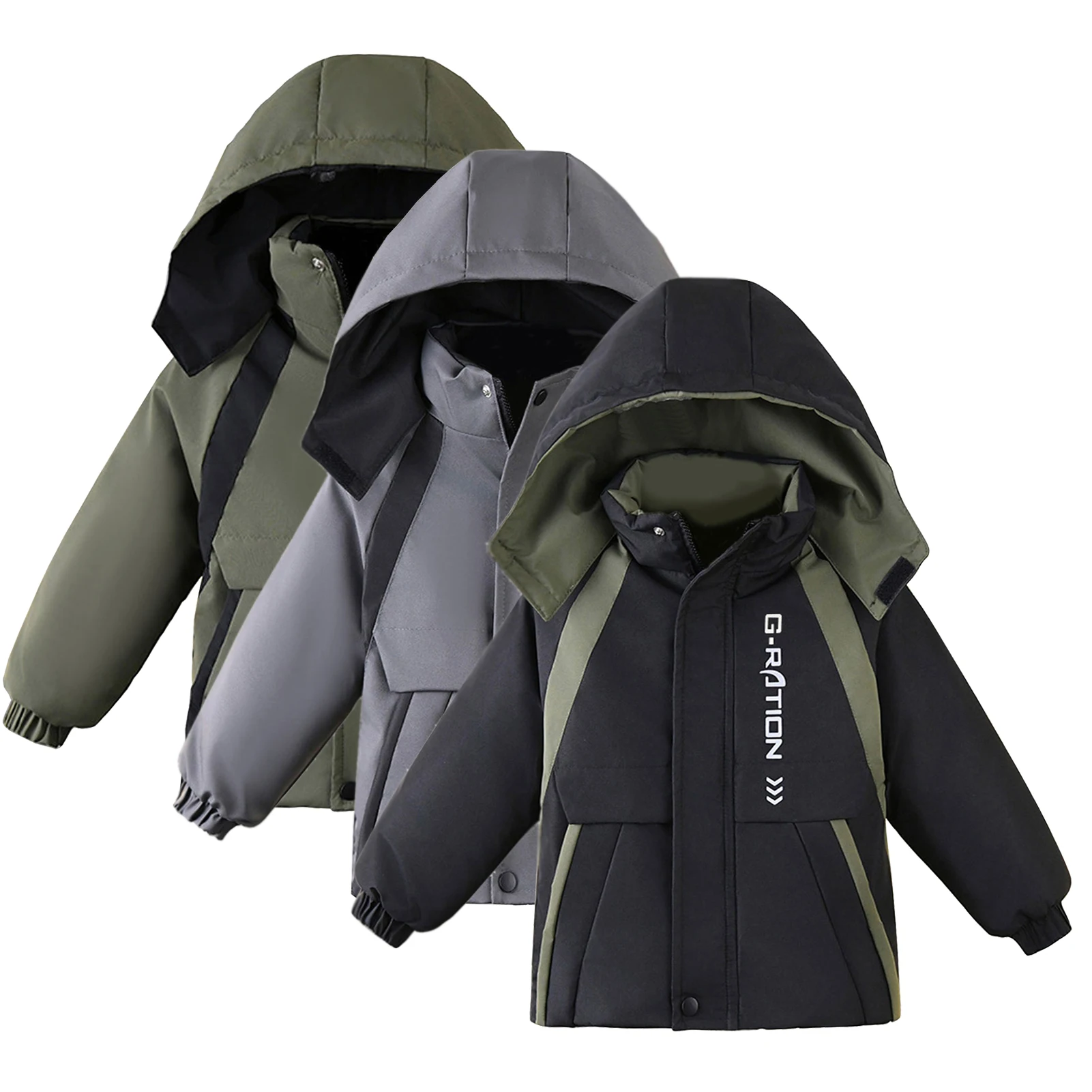 Boys Trench Coat,Windproof Waterproof Children's Fleece Raincoats,Kids Winter Snow Jacket,Toddlers' Puffer Coat,Quilted Outwear