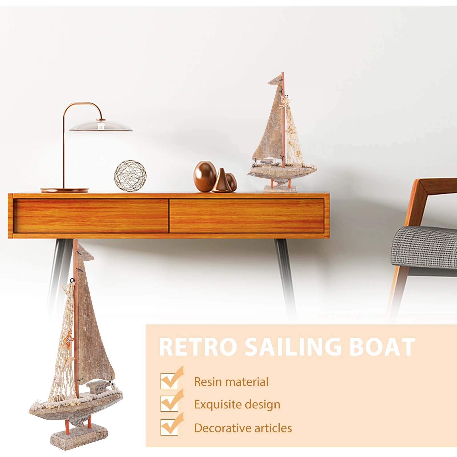 

Sailboat Decor Wooden Sailing Boat Model Home Accessories Nautical Theme Realistic Details Ship Gifts