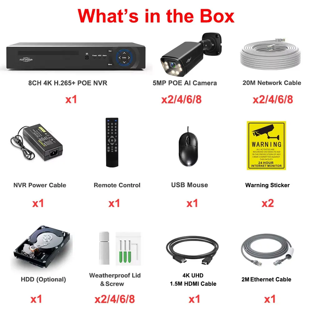 XMEye 8CH 5MP 4K POE نظام الكاميرا اتجاهين الصوت الملونة ليلة في الهواء الطلق الذكية AI كشف الوجه CCTV مجموعة مراقبة الفيديو