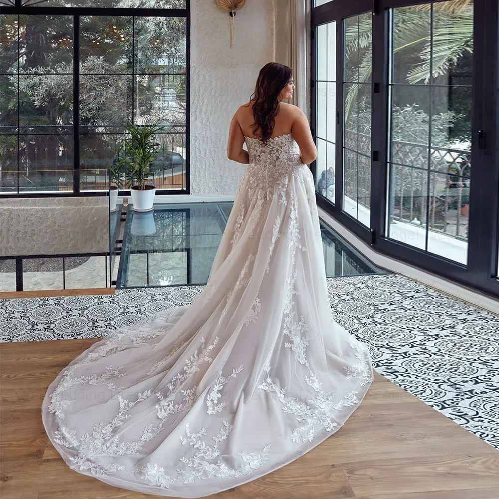 ANGEL Personalizzato Plus Size Senza Spalline Abito da Sposa di Lusso A-Line Abiti da Sposa Lunghi Appliques Cerniera Senza Maniche Vestido de Novia