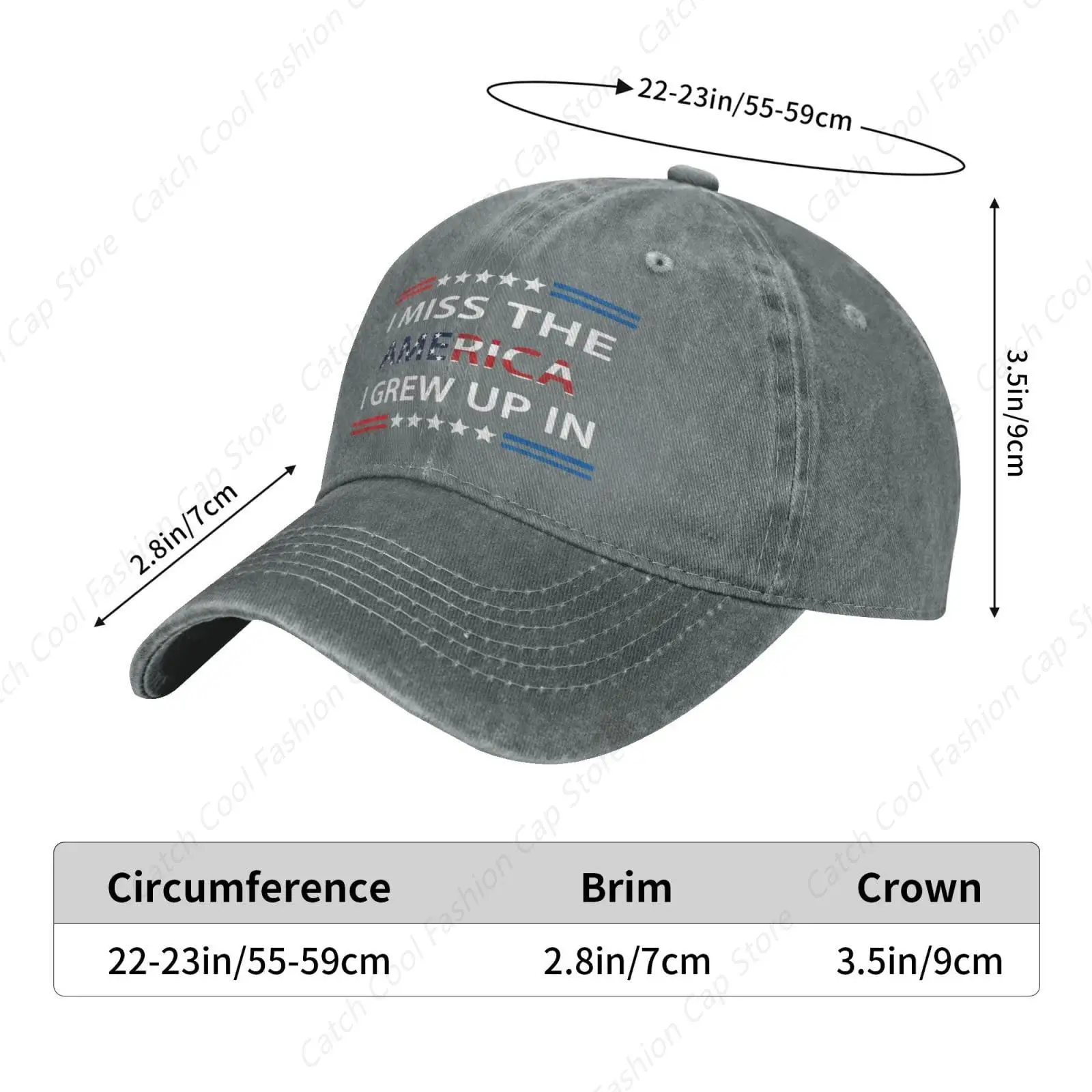 Vintage Baseball Cap I Miss The America I Grew Up for Men Women Trucker Denim Hat Washed Cotton Fashion Unisex Adjustable Sports