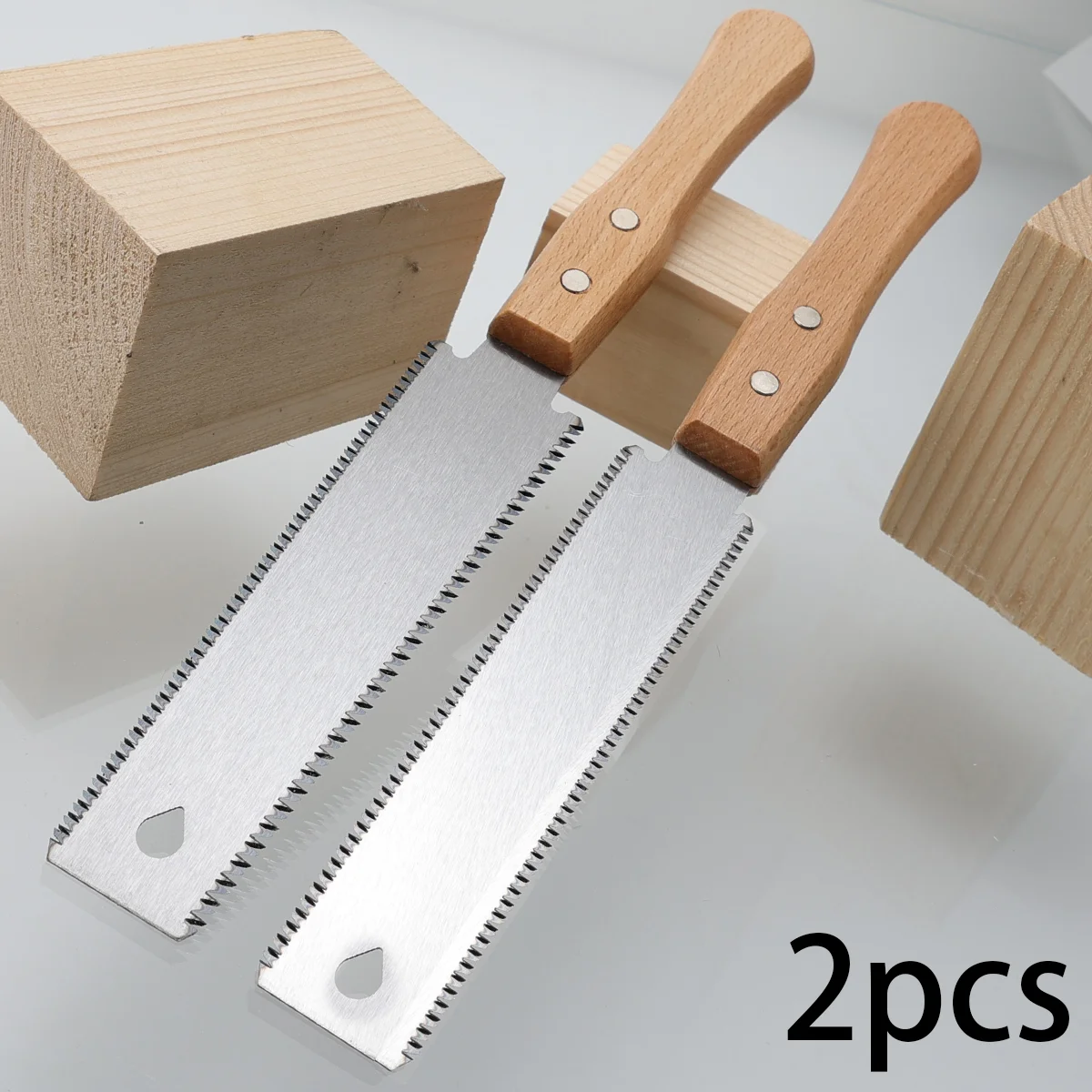 Two 12.2-inch Double-edged Japanese-style Trimming Saws, Double-toothed Hand Saws, Double-edged Saws, SK5 Steel Blades.