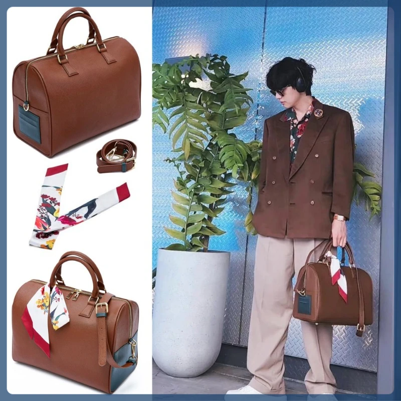 

Unisex KPOP Boys Boston Handbag Organizer Luxury V Designer Bags Mute Bostons Shoulder Bag Crossbody Capacity Large Silk Scarf
