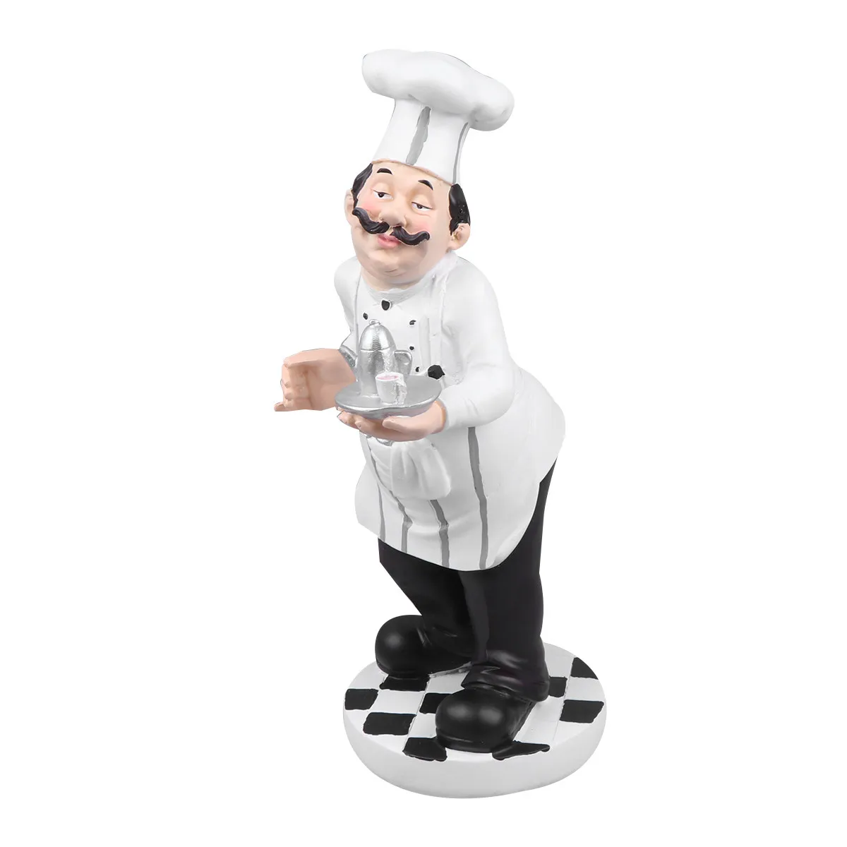 1Pcs Resin Chef Ornament Teapot Chef Desktop Decor Retro Funny Kitchen Bar Cafe Bakery Restaurant Home Decoration Resin Cook