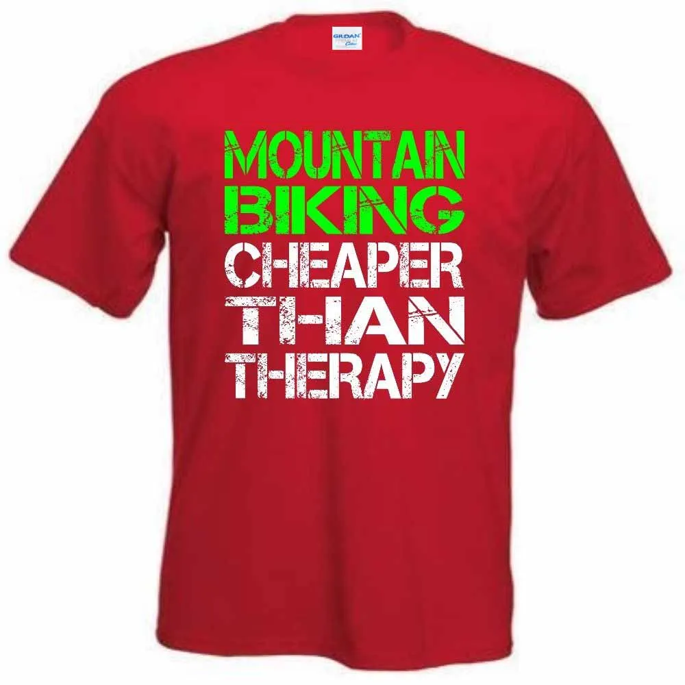 

High Quality Men's 100% Cotton Mountain Biking Cheaper Than Therapy Funny Tee Shirt Gift Idea T Shirts Digital Printing Classic