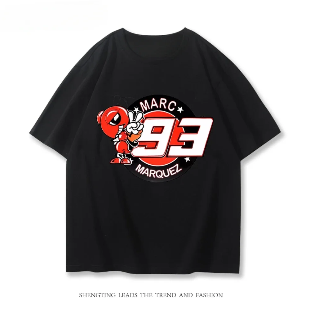 2025 New High Quality MOTOGP Marquis 93 Motorcycle Red Ant Rider American Heavy Cotton Short Sleeve T-shirt Men Loose