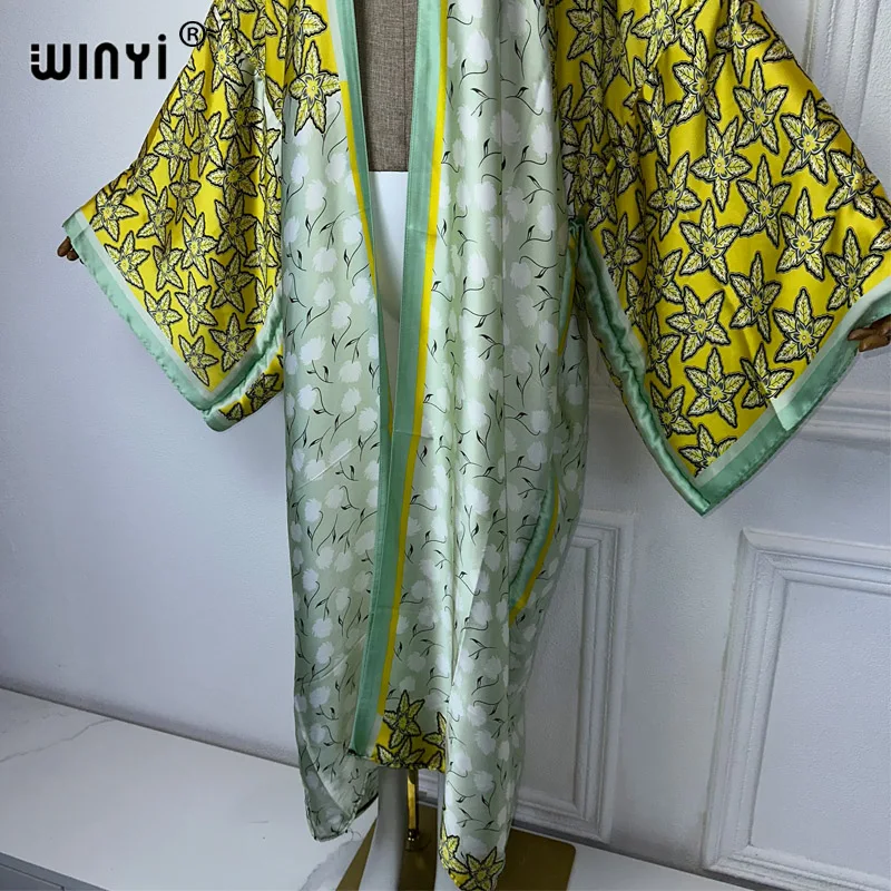 WINYI boho print Kimono Summer Cardigan Female Blouse abaya dubai luxury beach cover up african dresses for woman party kaftan