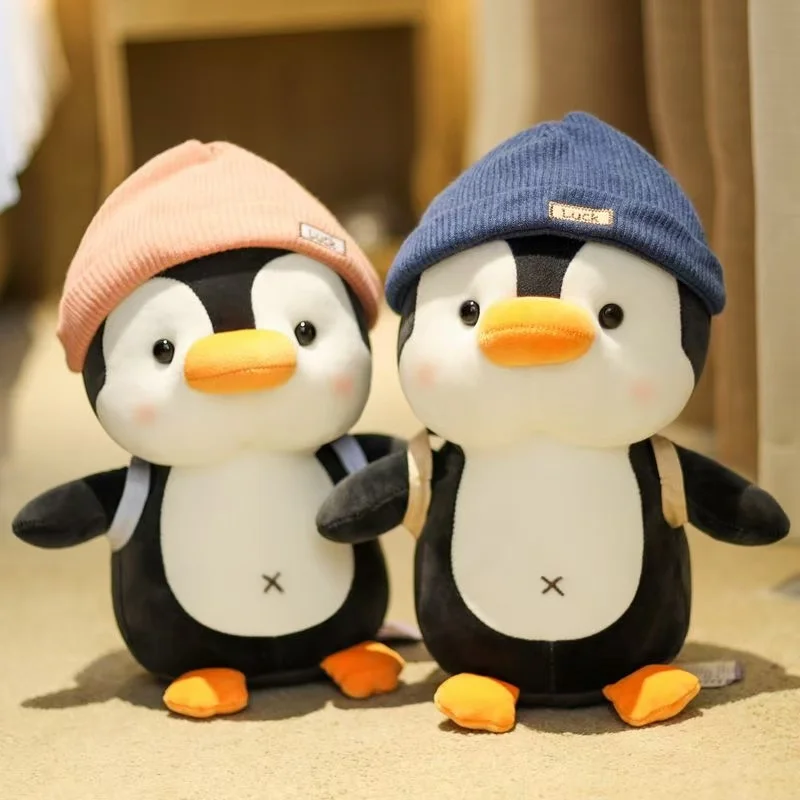 

Backpack Little Penguin Doll Plush Toys Wearing Hat Penguin Comfort Sleep Companion Throw Pillow children Birthday Gift