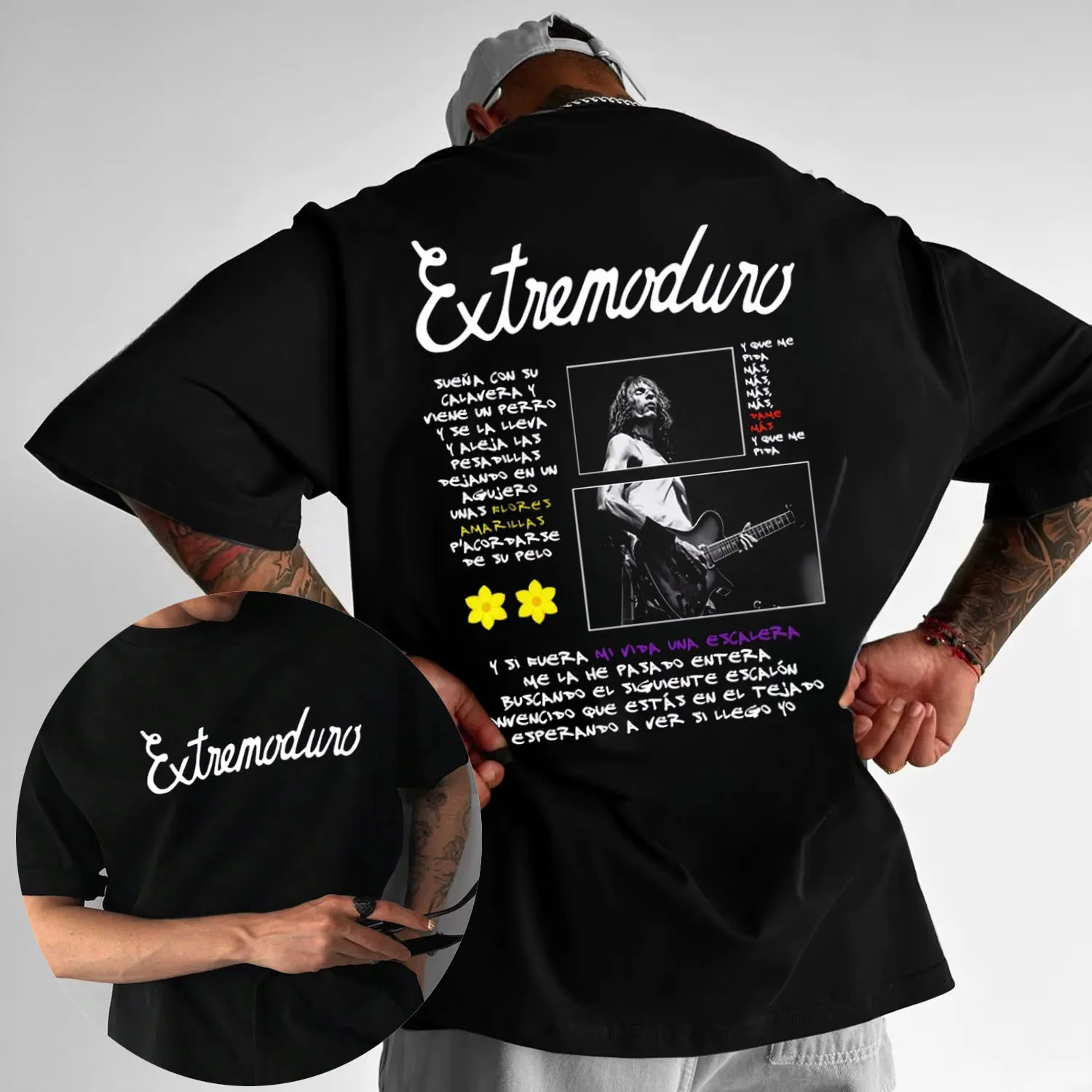 

2025 Rock Extremoduro Tour Merch Band Men's T-shirt Fashion Cotton Short-sleeved Retro Hip-hop Punk T-shirt Y2k
