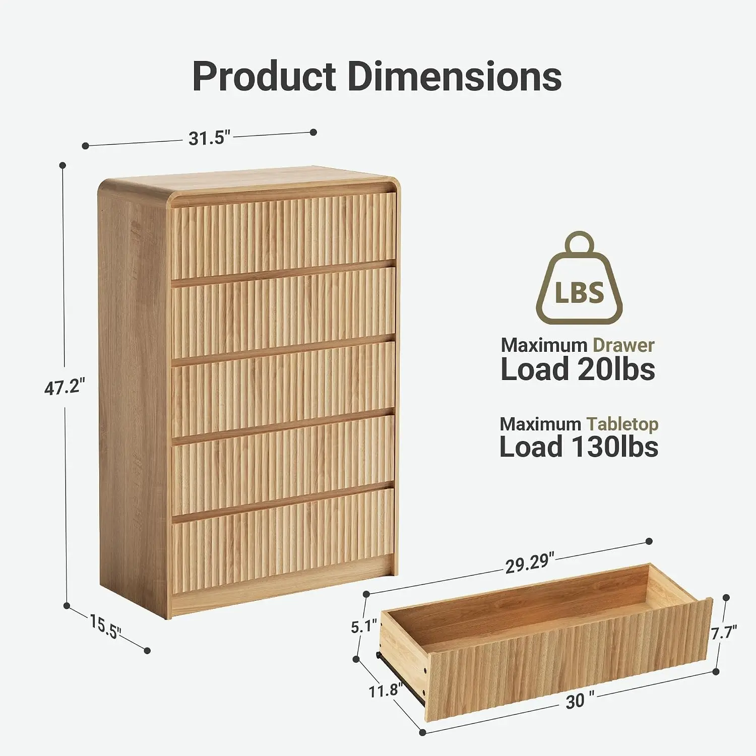 5 Drawer Dresser for Bedroom,31