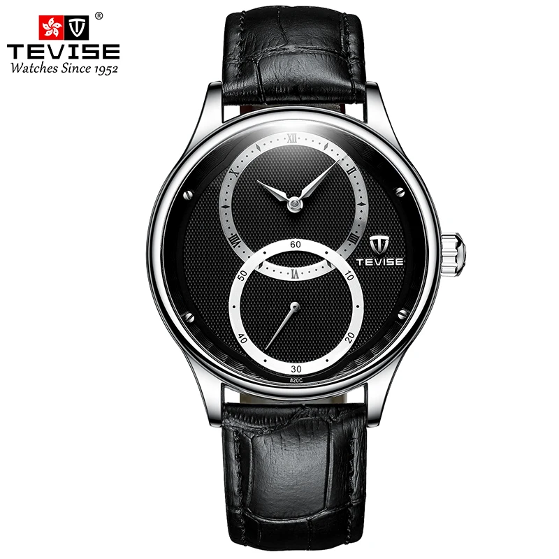 TEVISE T820C Automatic Mechanical For Men Waterproof Leather Luminous Business&Fashion Sports Stainless Steel Wristwatch