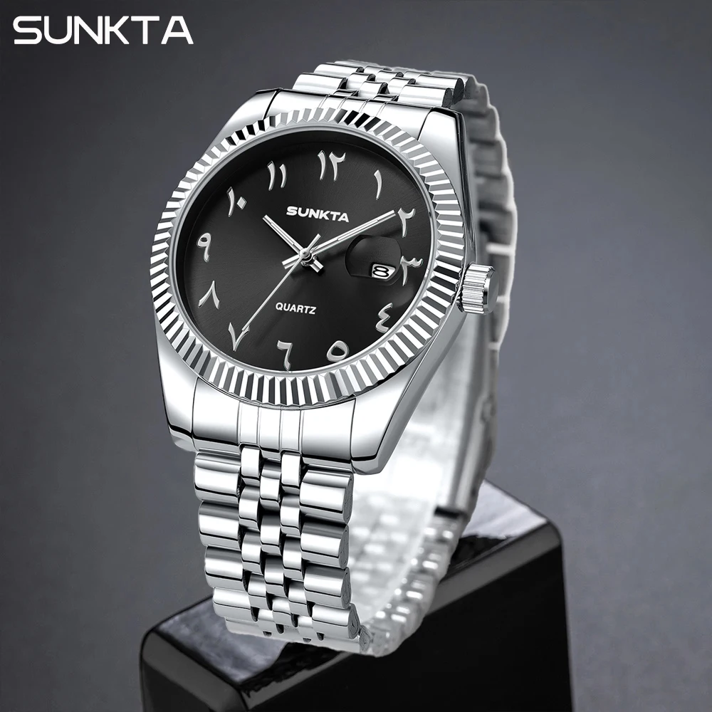 SUNKTA Top Brand Luxury Man Watch Original Design Business Stainless Steel Clock Casual Auto Date Waterproof Quartz Men Watches