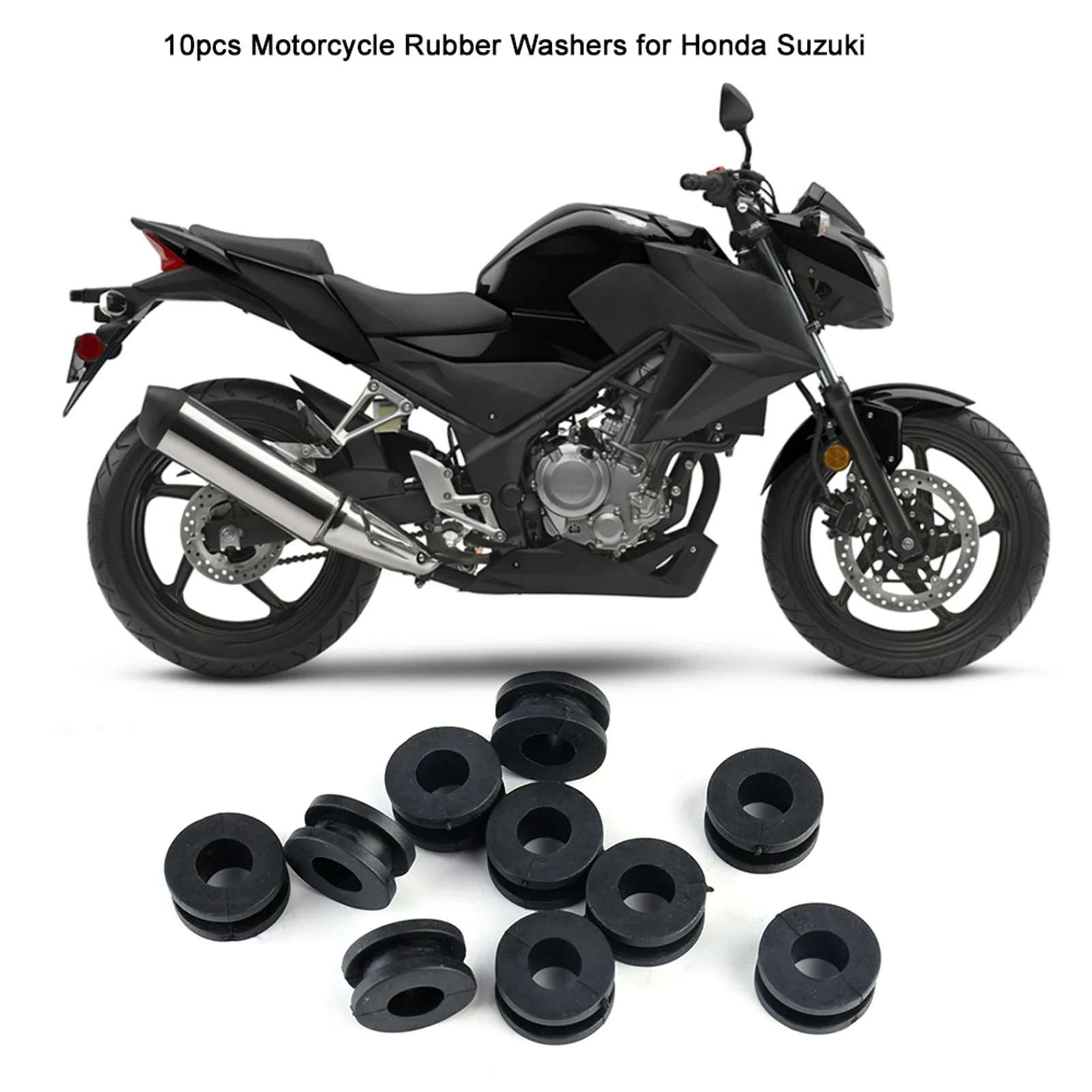 10pcs Motorcycle Rubber Washers For Honda/Suzuki/Yamaha