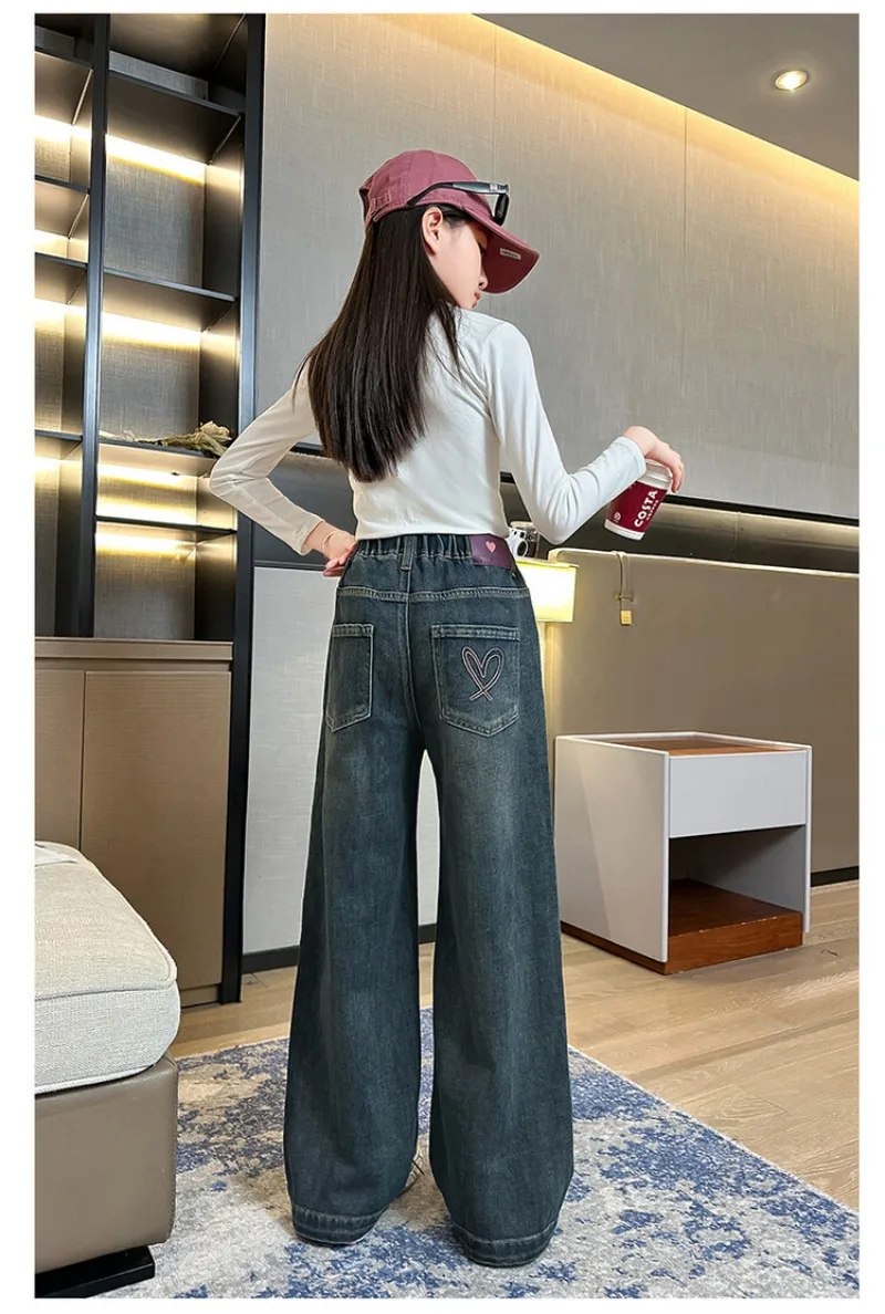 Winter 4-14 Jahre Mädchen Jeans UNITIM Fleece Dicke Kinder Mädchen Denim Hosen mit Liebe-Tasche Teenager Mädchen Integrierte Gerade Hosen – Detail 16