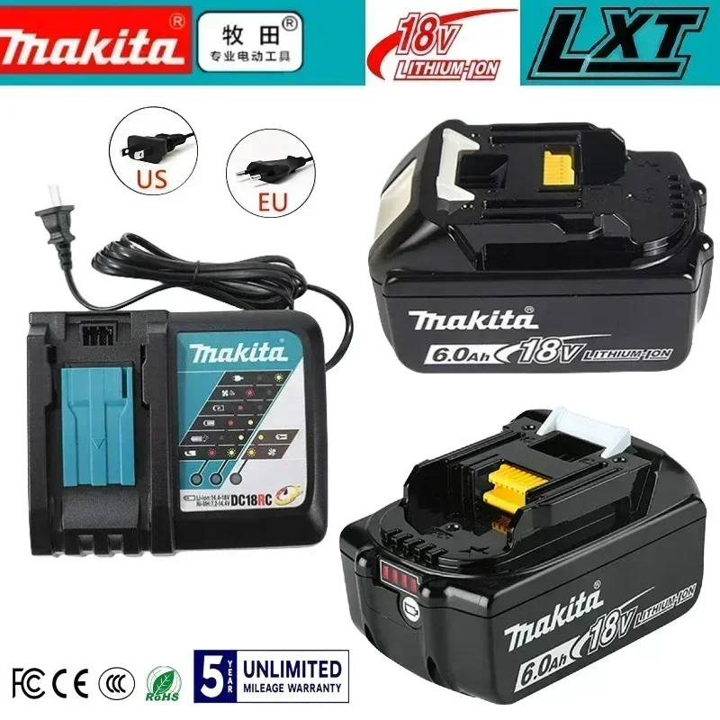 Official 100% genuine Makita 6Ah/5Ah/3Ah 18V Battery LXT BL1860B BL1850B BL1830B BL1820B BL1815 Replacement Lithium Battery