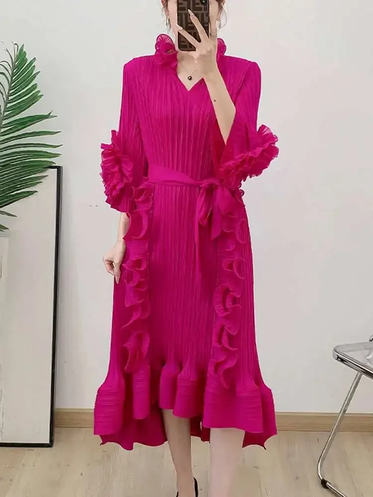 

Miyake Style Sweet Dress for Women Mini Dresses Female Fashion 2025 Summer