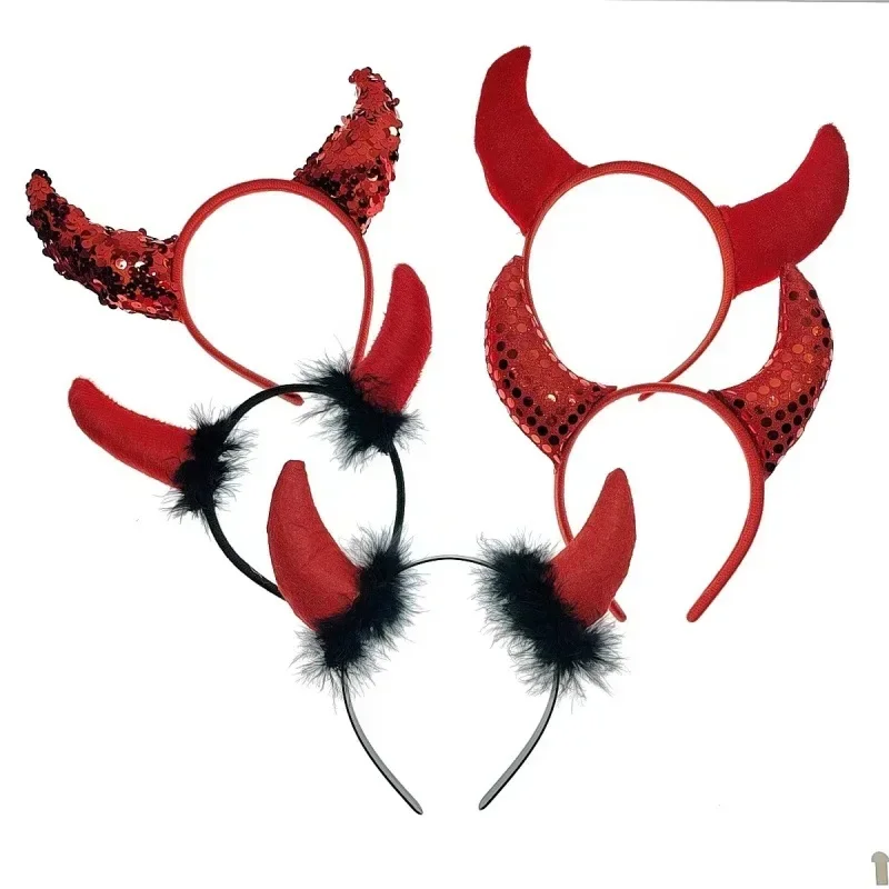 Halloween Headband with Devil Horns and Trident Perfect for Costume Party