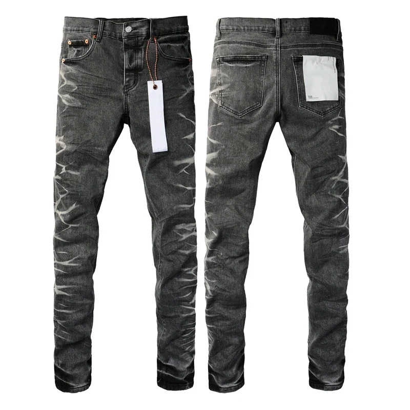 

New American Hip Hop High Quality Fashion Slim Pants Men Smoke Gray Elastic Washed Do Old Jeans Pencil Pants