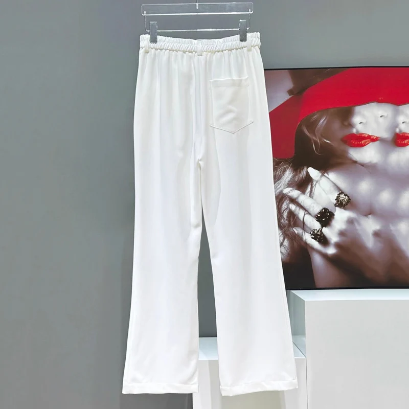 WVGA ฤดูใบไม้ผลิฤดูใบไม้ร่วงผู้ชายใหม่ Y2K High Street Draped Design Soild สีหลวม Chic เอวสูงสบายๆตรงกางเกง INS W8061