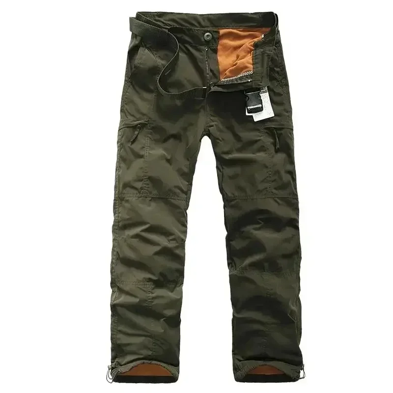 

Thick Warm Cotton Casual Pants Winter Fleece Overalls Men's Plush Pants Work Wear Cargo Fleece Pants Military Tactical Trousers