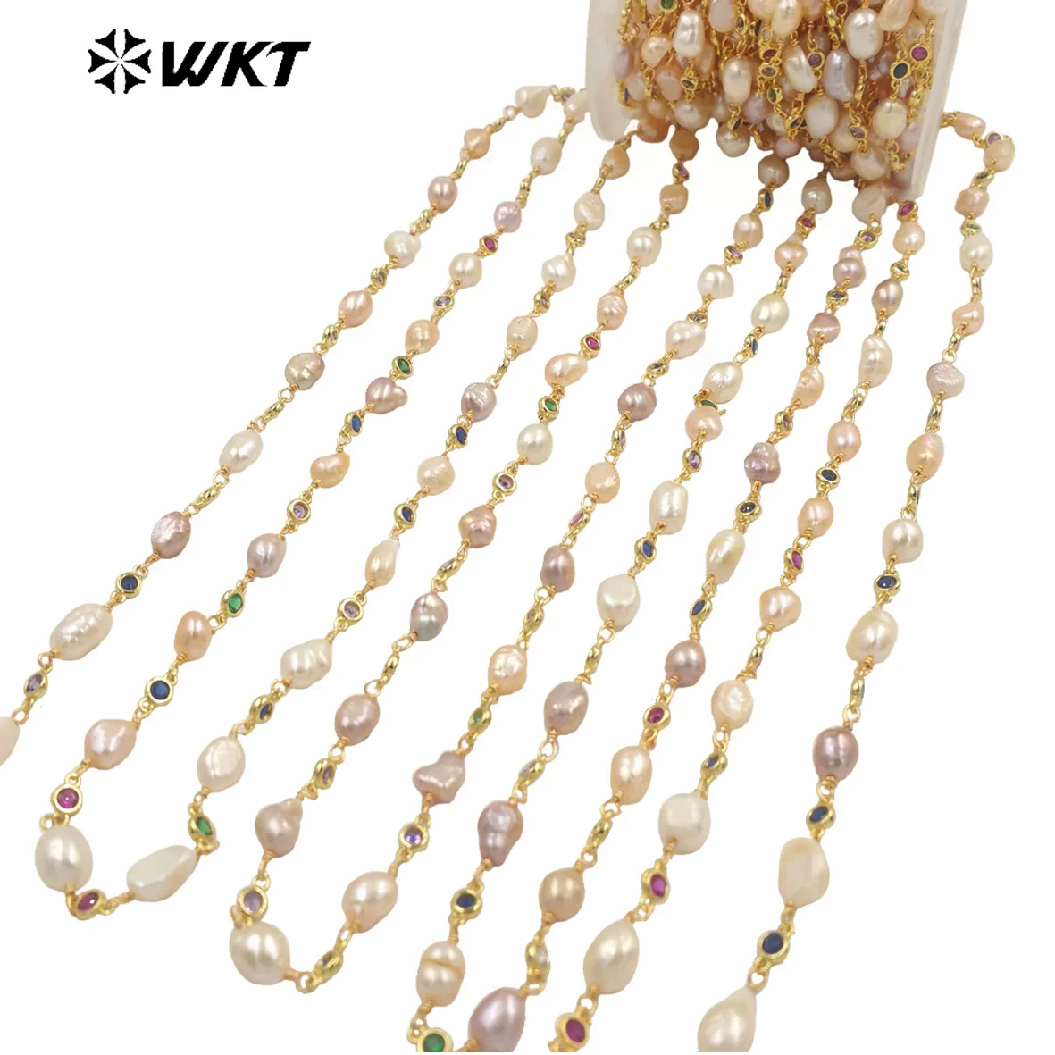WT-RBC218 WKT 2022 Good quality cubic zircon & freshwater pearl women classic new chains accessories for wedding hot