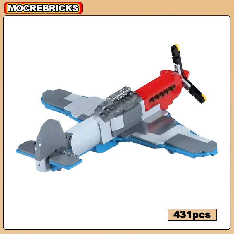 MOC Building Blocks Military Air Force Battle Aircraft Yak-3 Aerial Fighter DIY Technology Bricks Model Kid's Creative Toys Gift