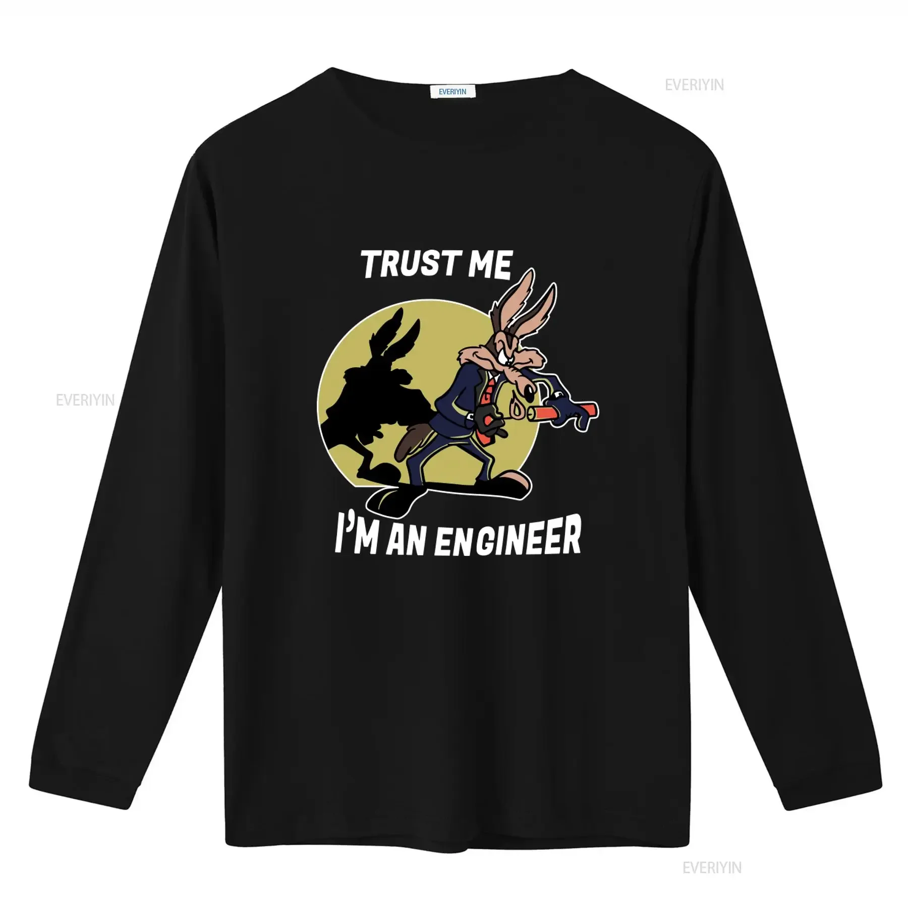 Trust Me I'm An Engineer Coyote Cartoon T Shirt for Men Casual Loose Fit vintage Washed Stylish Top For Everyday Wear fashion
