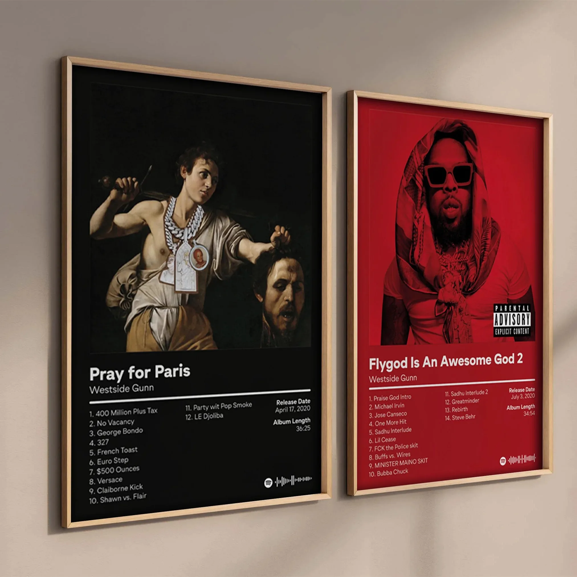 Pop Rap Music Album Cover Westside Gunn Poster Aesthetic Rapper Hip Hop Rock Pray for Paris FLYGOD Canvas Home Room Wall Decor