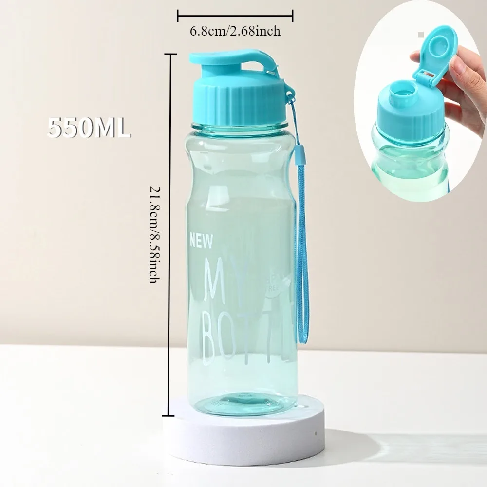 550ML Transparent Water Bottle Food Grade Portable Fitness Sports Water Bottle Tritan Material with Lanyard Outdoor Supplies image 4