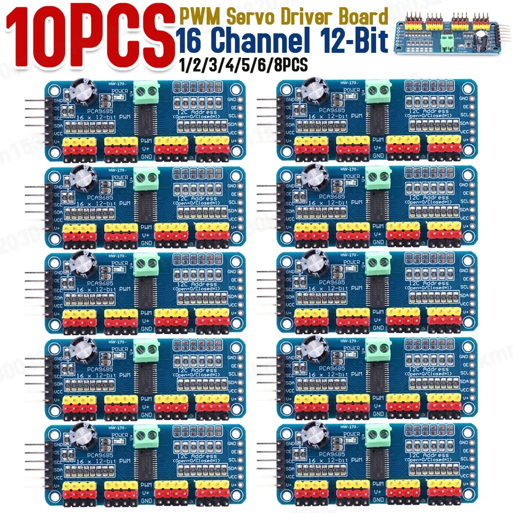 1-10PCS PCA9685 Robot Controller IIC Interface 16 Channel 12-Bit PWM Servo Motor Driver Board for Arduino Robot/ Raspberry Pi