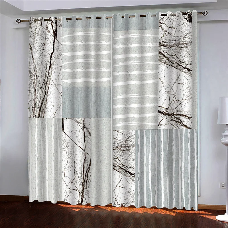 

HUANZHUANG Blackout Curtain Abstract Geometric Texture Curtains 2 Panel Living Room Bedroom Home Decor Den Children'S Room Decor