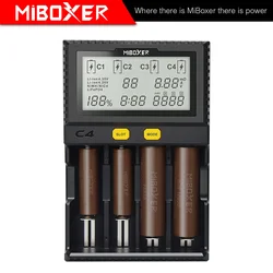 MiBoxer C4 Battery Smart Charger Double AA Max 2.5A/Slot Super Fast 18650 14500 26650 Charger Discharge Charge Function