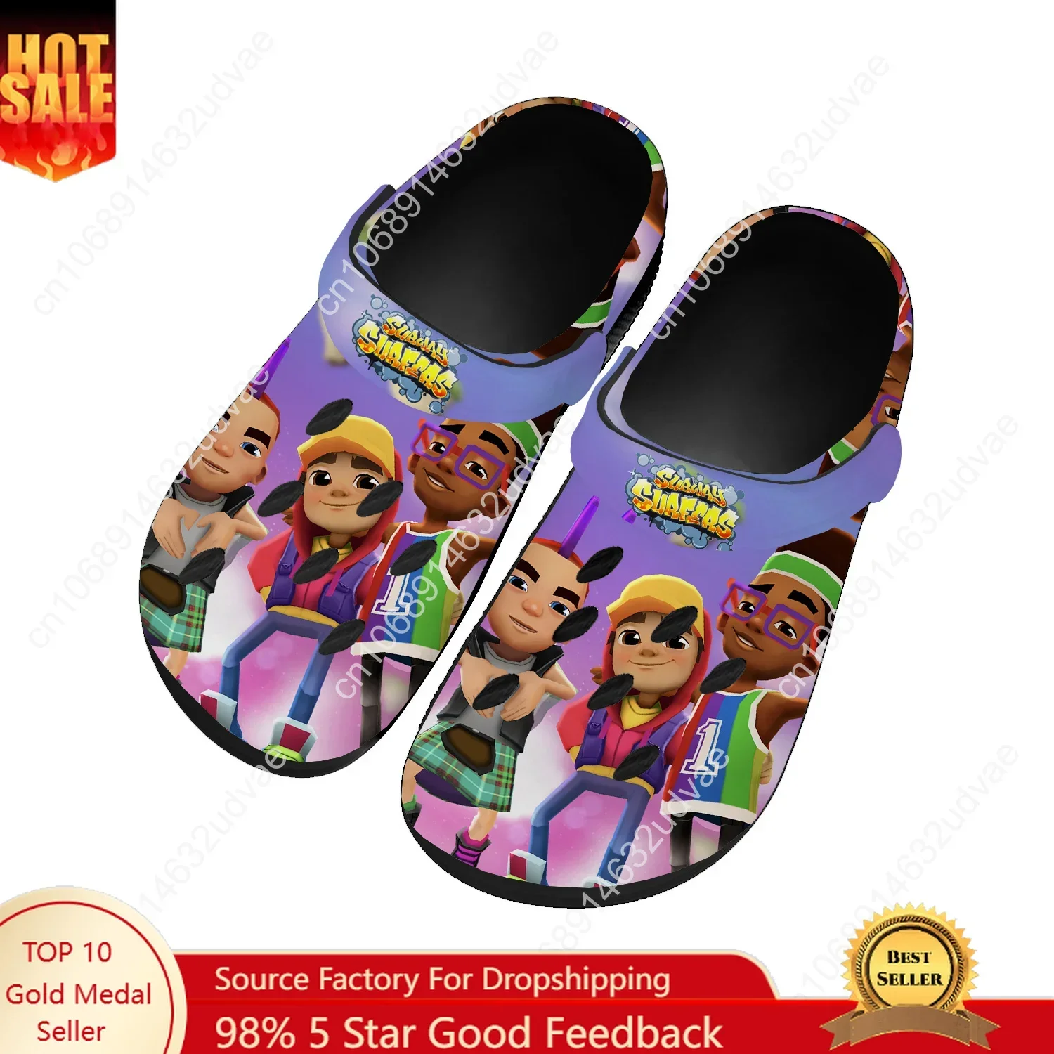 

Subway Surfers Water Shoes Men Women Teenager Comfortable Home Garden Clogs Custom Sandals Beach Breathable Hole Slippers