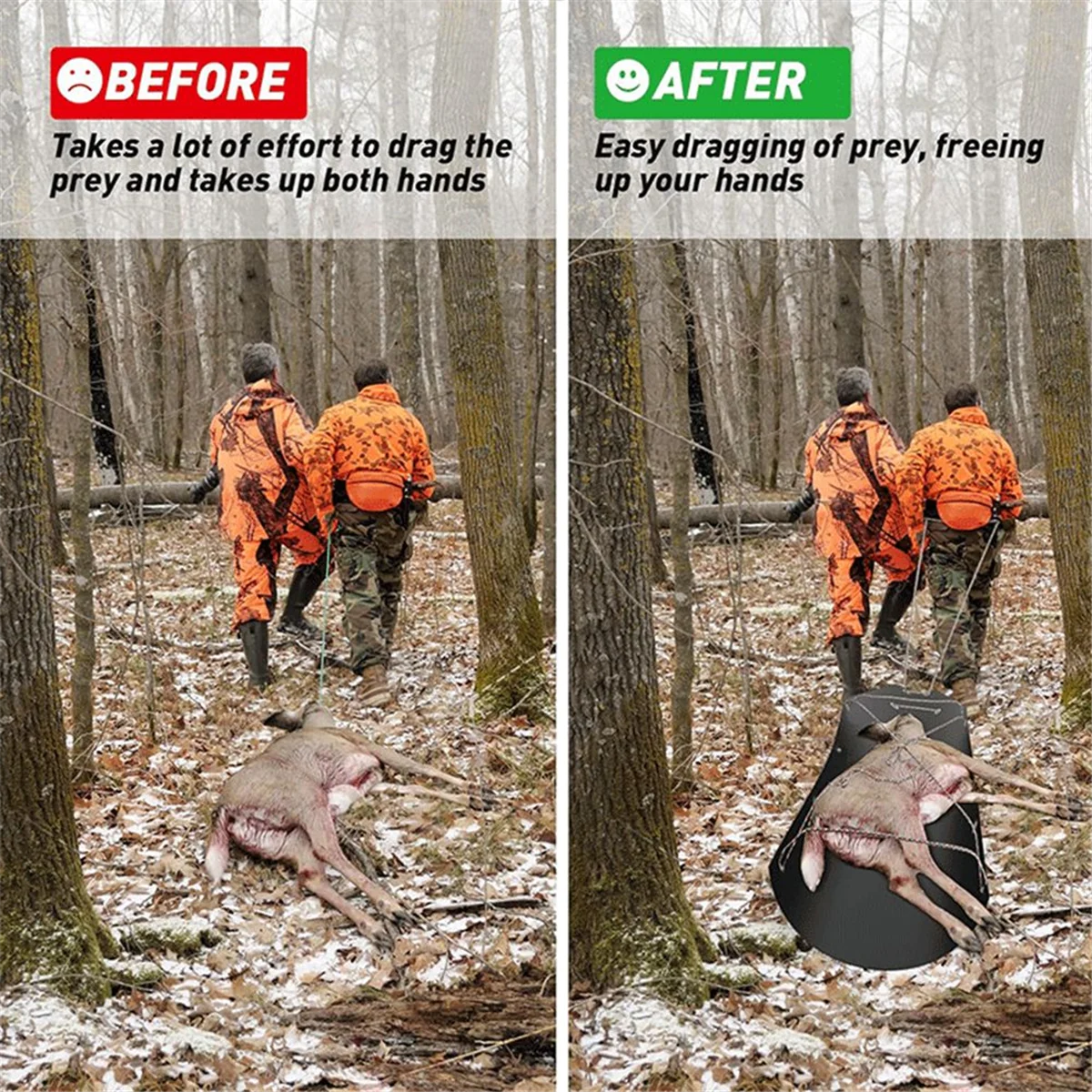 1Set Deer Drag Sled, Portable Ice Fishing Sled with Rope Multi-Purpose Dog Sled Game Hauler Sled for Hunting, Fire Wood HOT