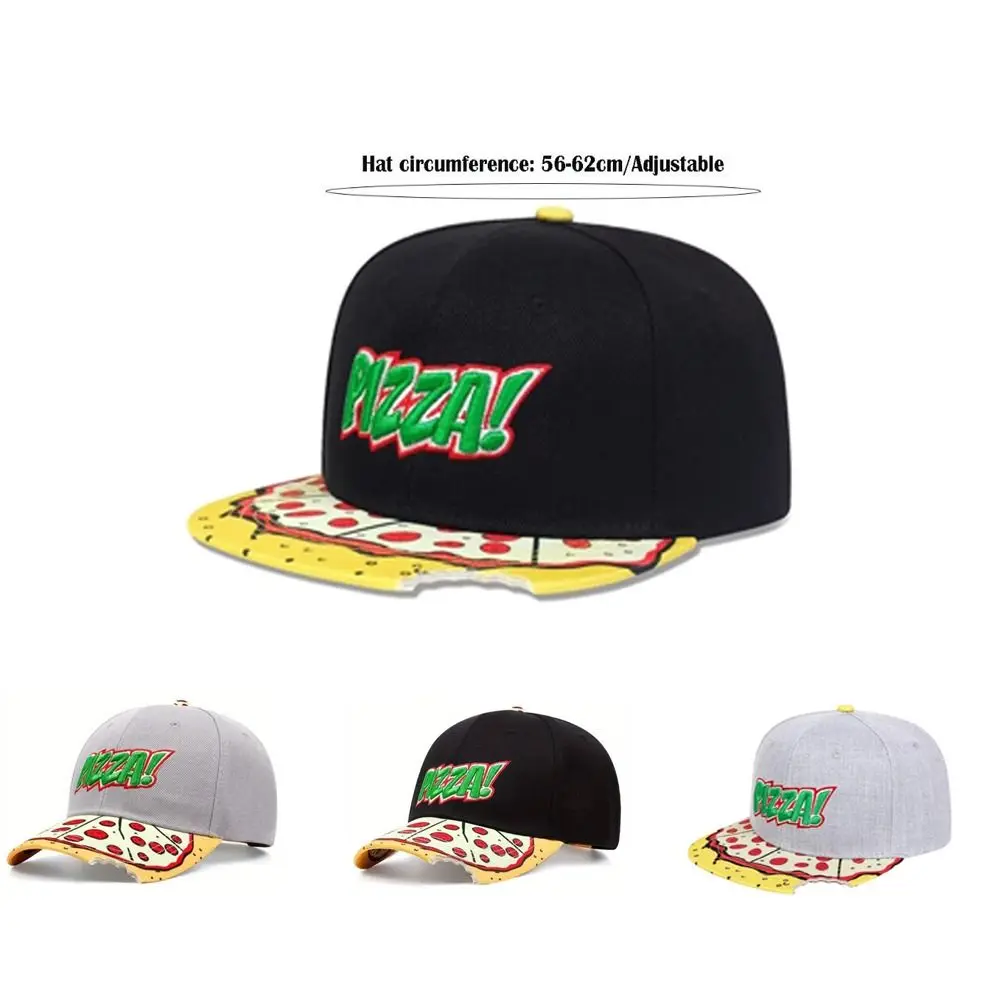Fashion Casual Hip Hop Hats PIZZA Embroidery Adjustable Baseball Cap Breathable Sunscreen Hat Unisex